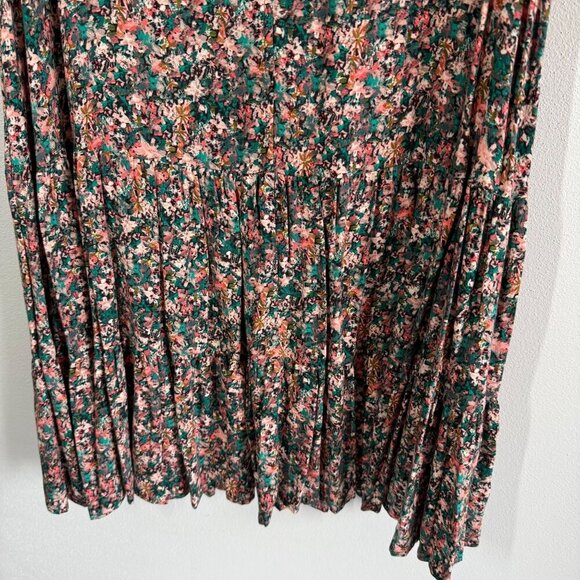 Nine West Womens Ditsy Floral Sleeveless Dress Small V-Neck Drop Waist Ruffle - Picture 3 of 11